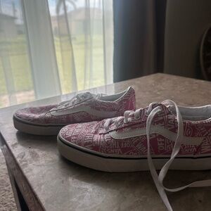 Vans Pink and White Logo Sneakers